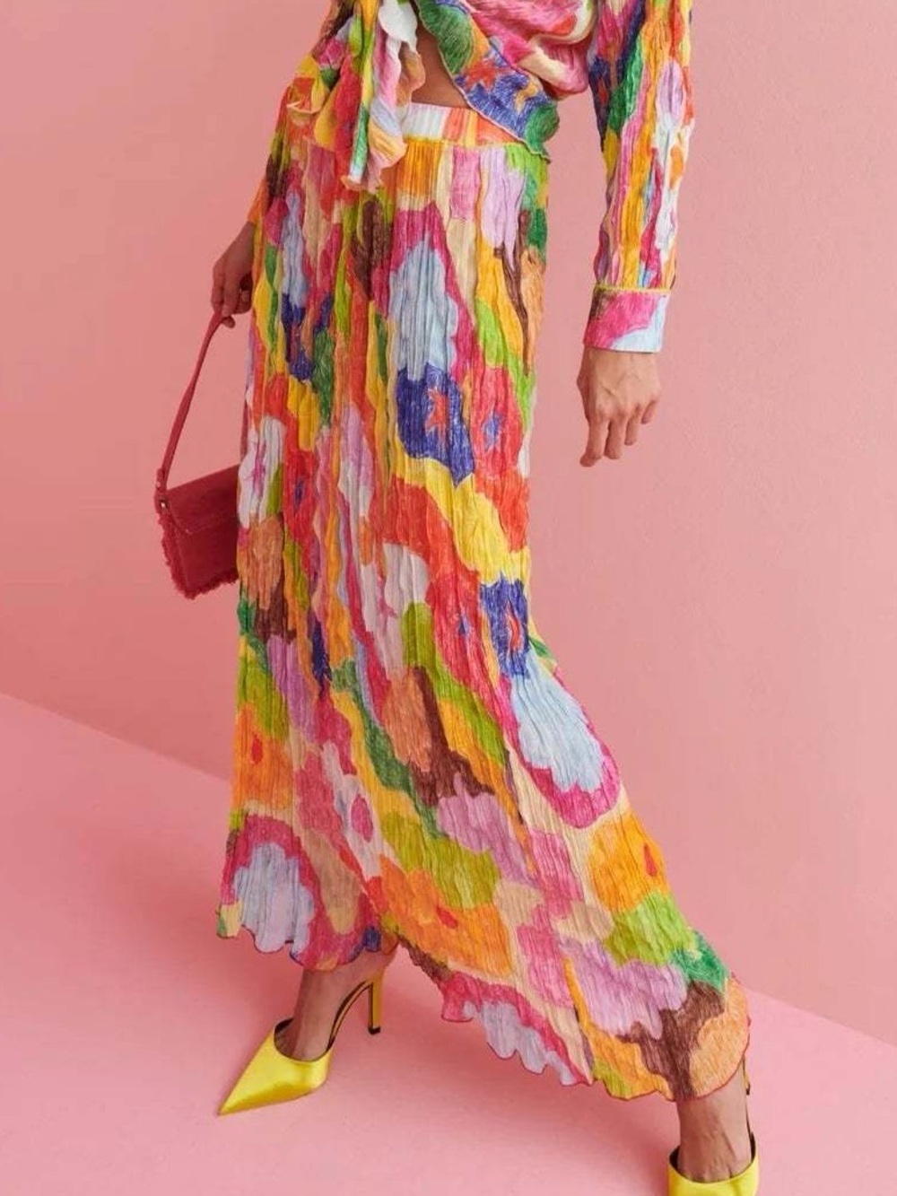CeliaB Vibrant Floral Crepe Maxi Skirt